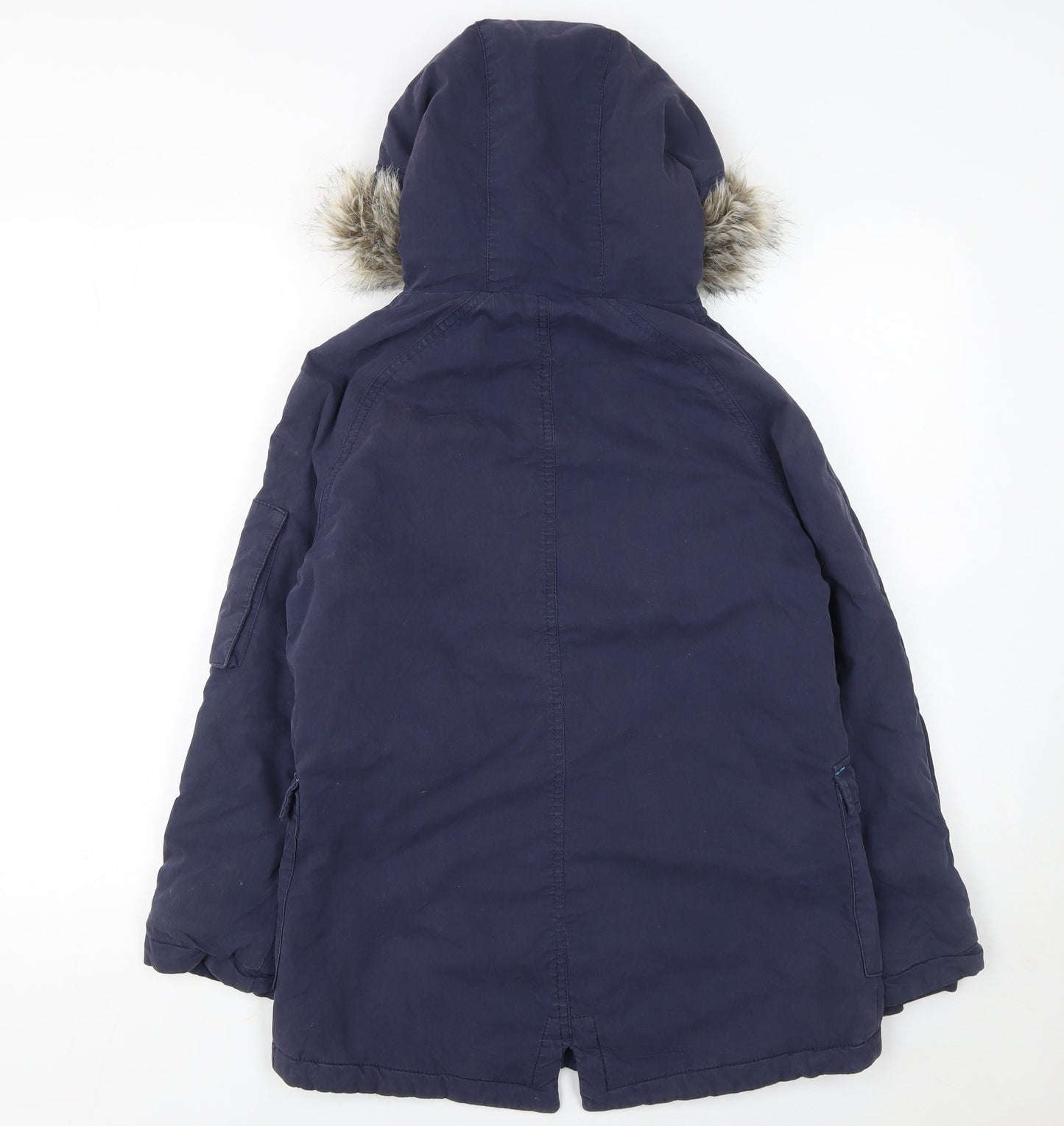 Johnnie b Boys Blue 11-12 Years Hooded Faux Fur Trim Parka Coat