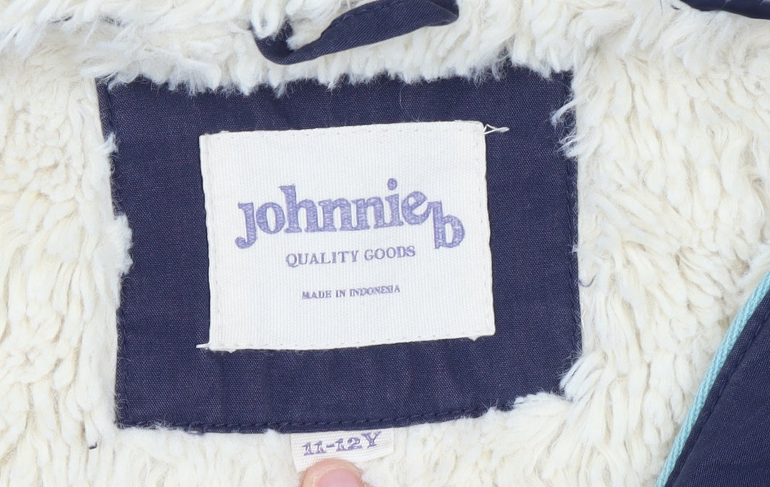 Johnnie b Boys Blue 11-12 Years Hooded Faux Fur Trim Parka Coat