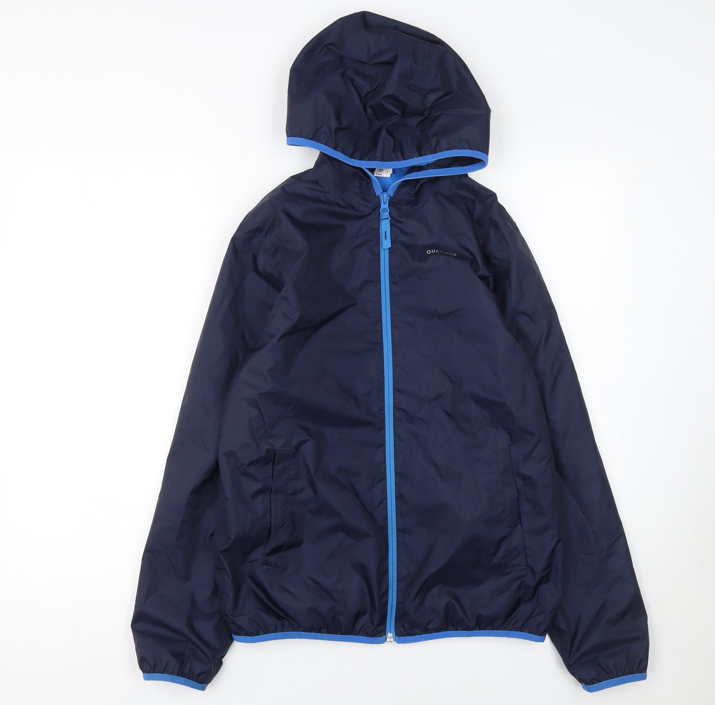 Quechua Boys Blue Windbreaker Jacket 14 Years Hooded Lightweight