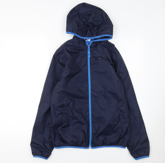 Quechua Boys Blue Windbreaker Jacket 14 Years Hooded Lightweight