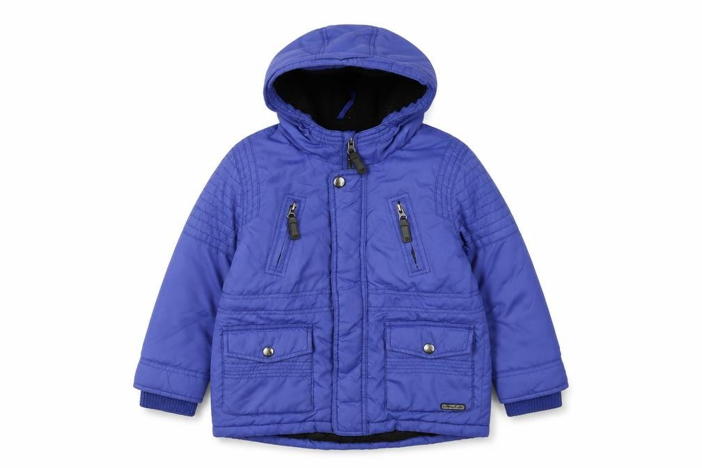 Front view of RJR.John Rocha girls’ blue hooded puffer jacket 4-5 years winter coat