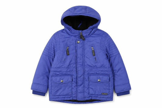 Front view of RJR.John Rocha girls’ blue hooded puffer jacket 4-5 years winter coat