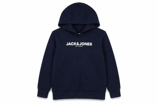 Jack & Jones Boys Blue Pullover Hoodie 8 Years Regular Fit Logo Print