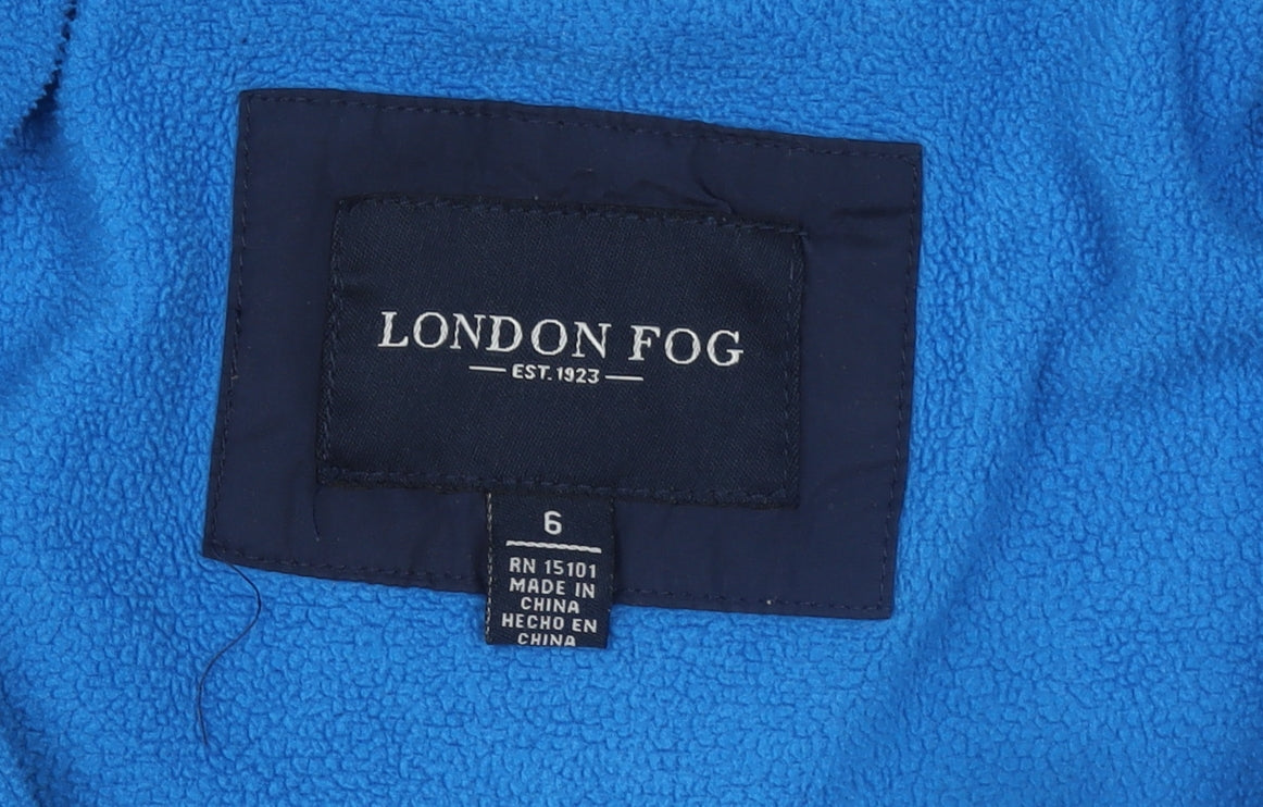 London Fog Boys Blue and Green Hooded Puffer Jacket 6 Years