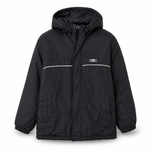 Front view of Umbro boys’ black 8 years hooded puffer jacket winter coat