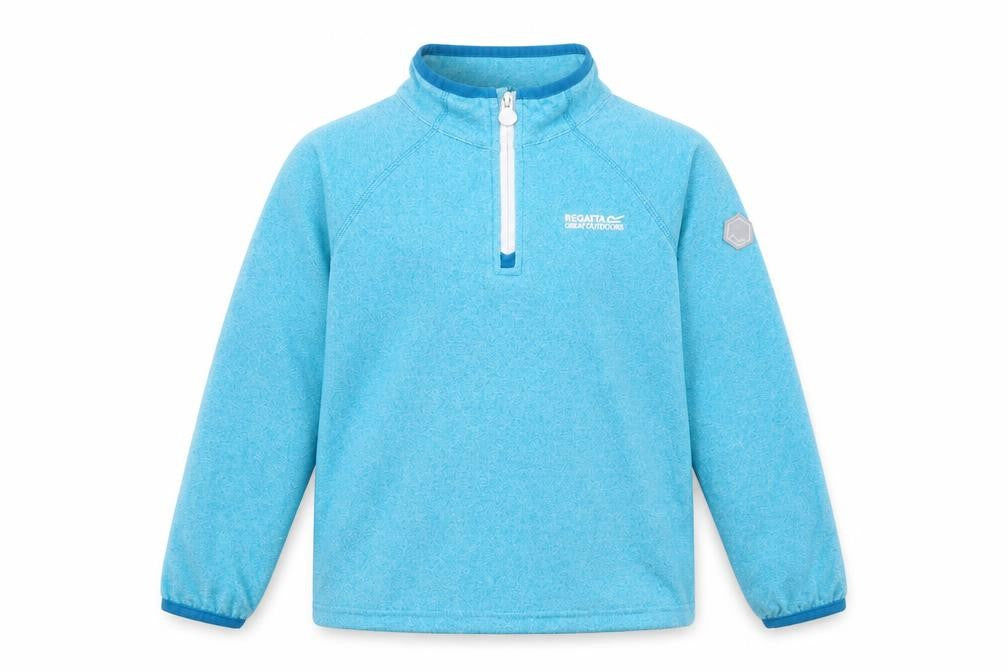 Front view of Regatta boys’ blue 9-10 years fleece 1/4 zip pullover sweatshirt