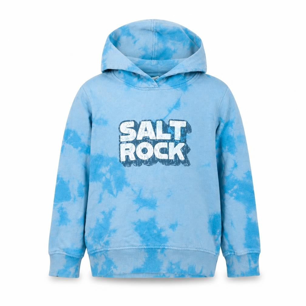 Front view of Saltrock boys’ blue tie dye pullover hoodie 7-8 years regular fit