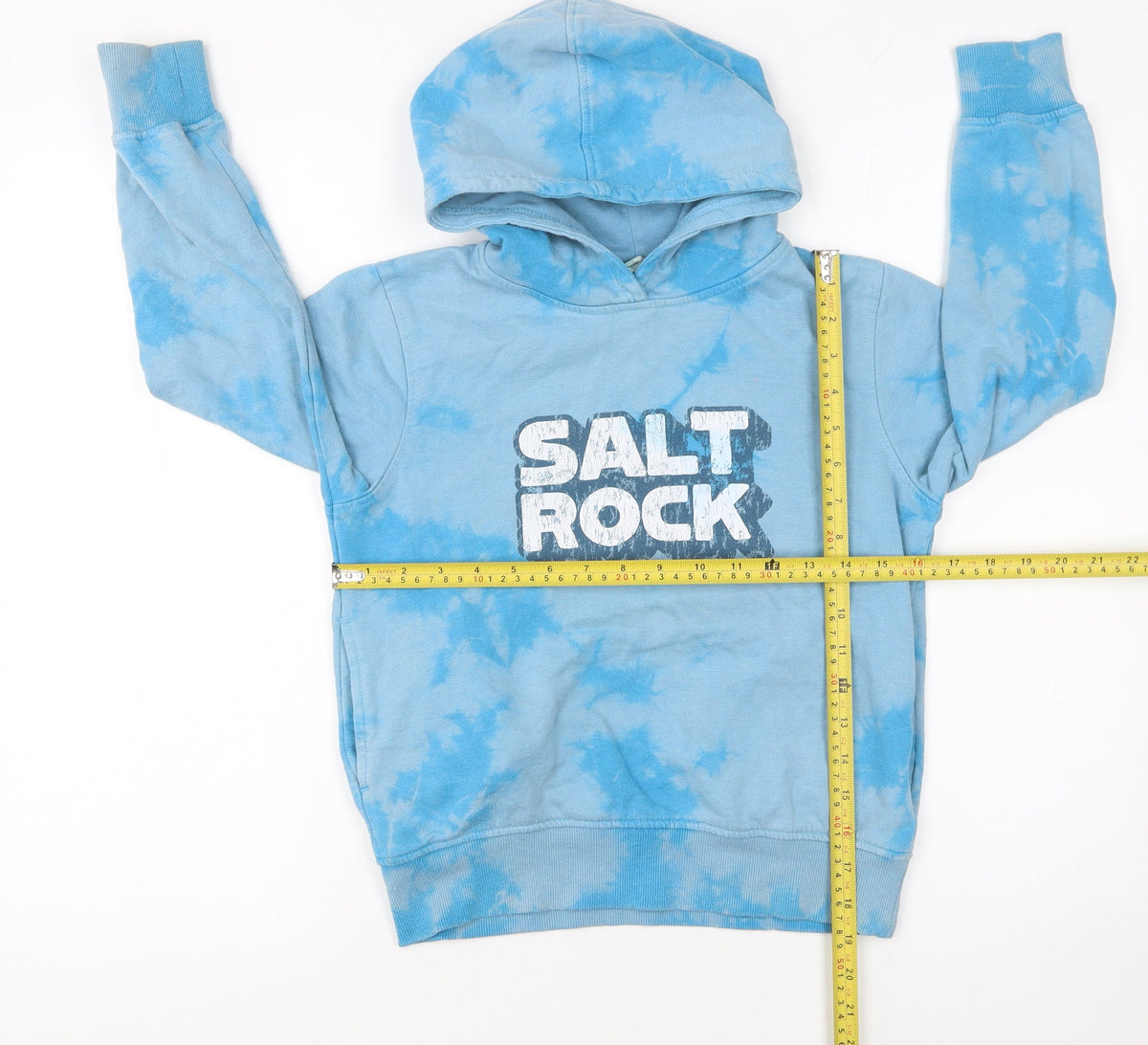 Back view of Saltrock boys’ blue tie dye pullover hoodie 7-8 years regular fit