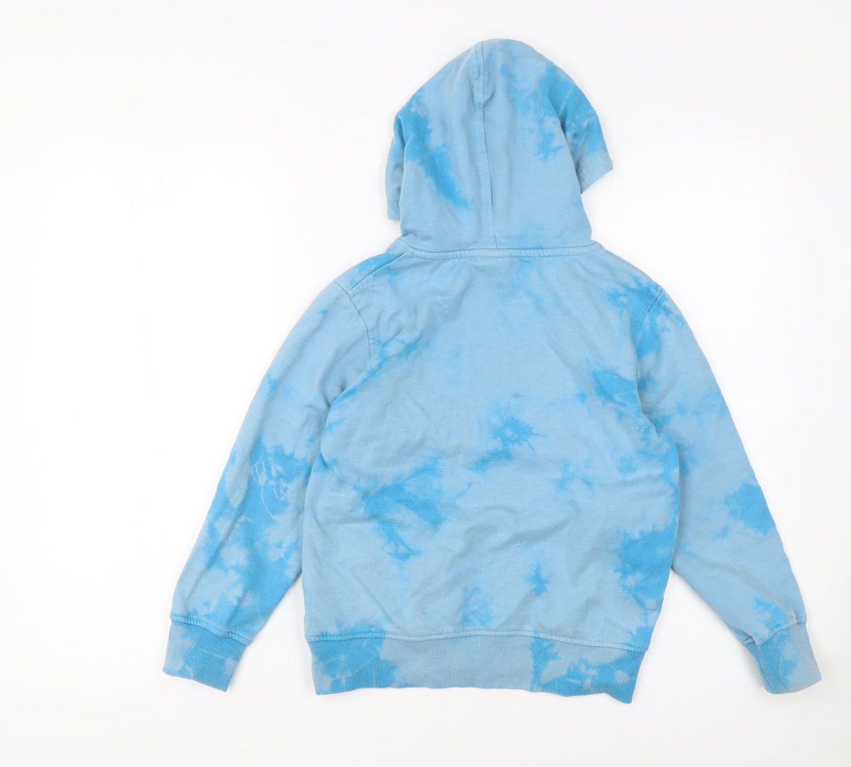 Close-up detail of Saltrock boys’ blue tie dye pullover hoodie 7-8 years regular fit