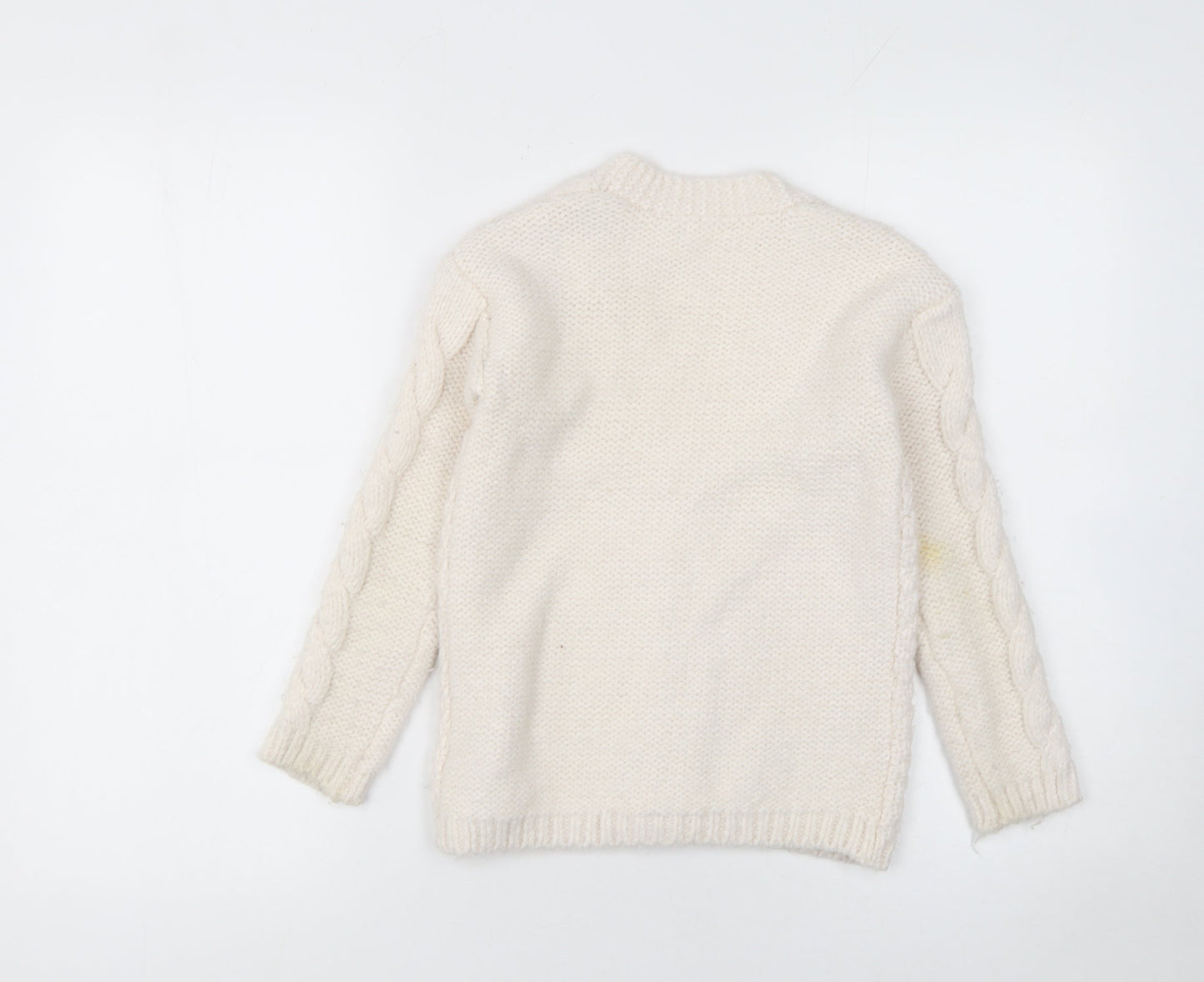 Next Girls Ivory Cable Knit Button Cardigan 7 Years Acrylic Blend