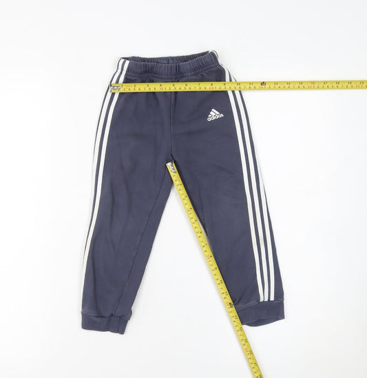 Adidas Boys Blue 3-4 Years Jogger Trousers with Side Stripes