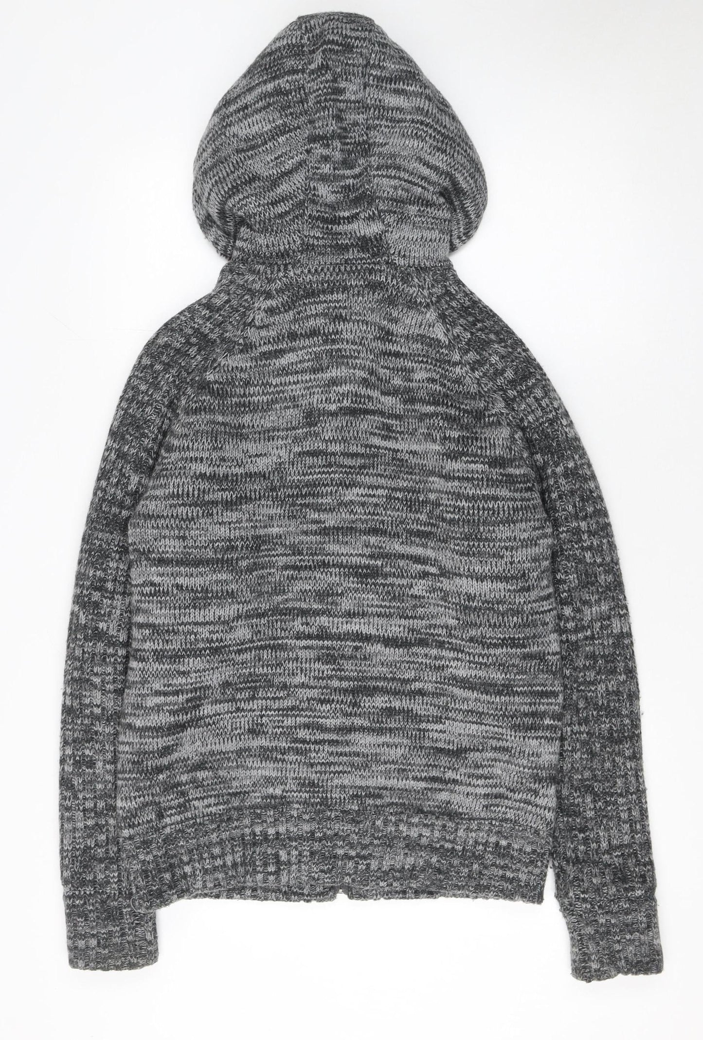 Primark Men’s Grey Knit Full Zip Hooded Jumper Size S