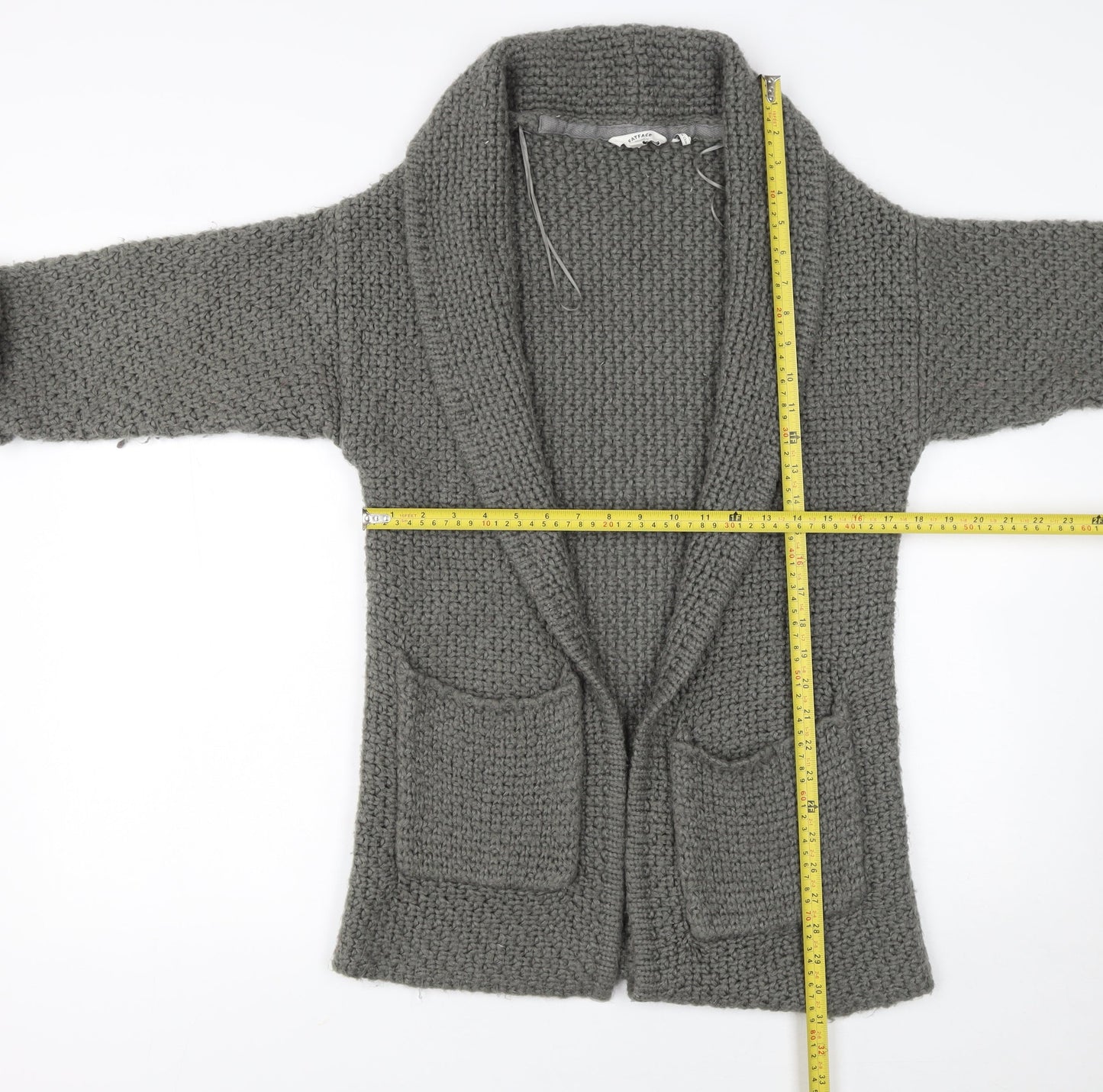 FatFace Women’s Grey Chunky Knit Longline Cardigan Size S