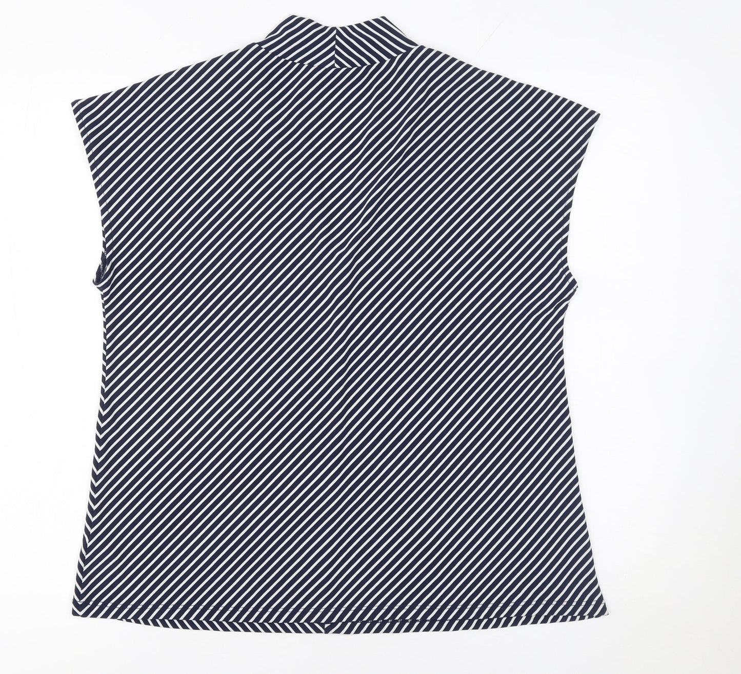 Dunnes Stores Women's Blue Striped Sleeveless V-Neck Blouse Size 12