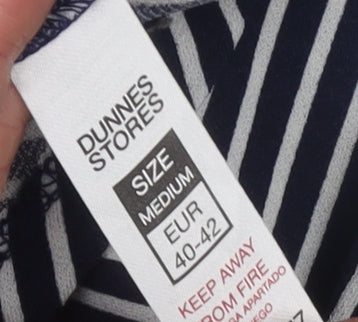 Dunnes Stores Women's Blue Striped Sleeveless V-Neck Blouse Size 12