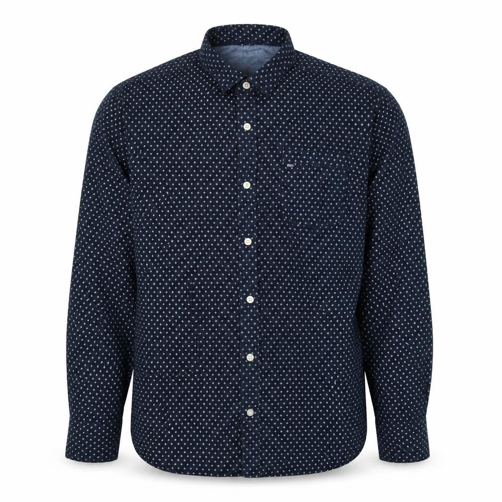 Diesel Men's Navy Polka Dot Cotton Long Sleeve Button-Up Shirt XXL