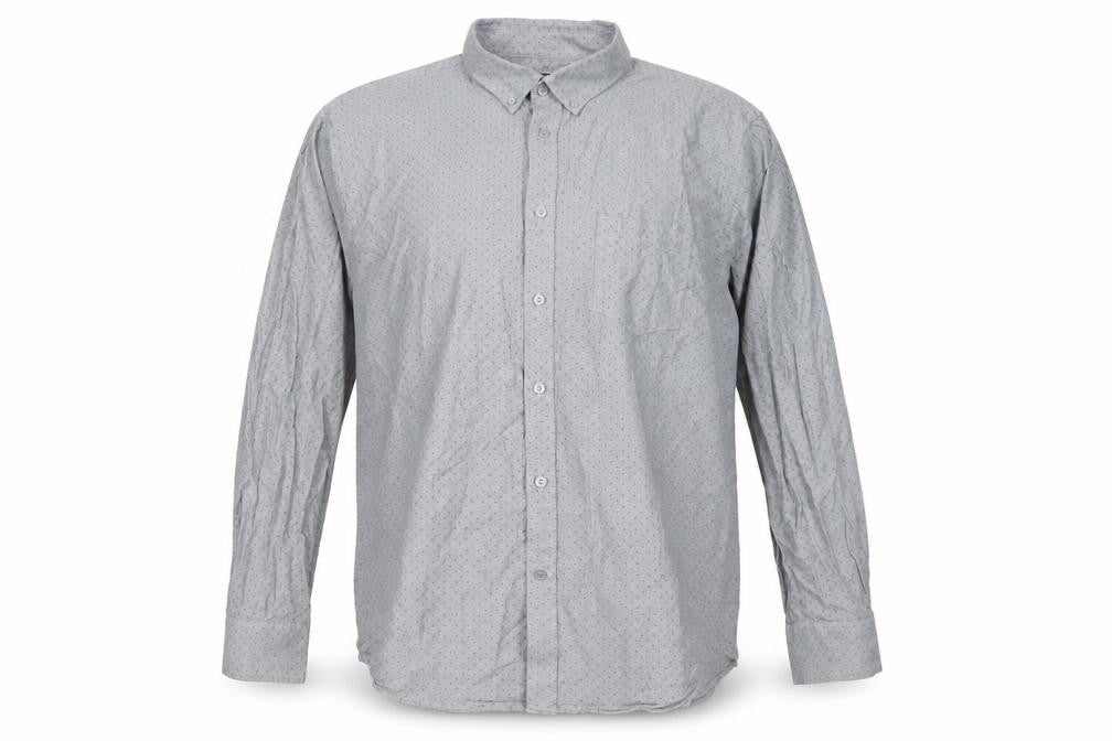 Front view of Dunnes Men's Grey 2XL Regular Fit Long Sleeve Cotton Shirt
