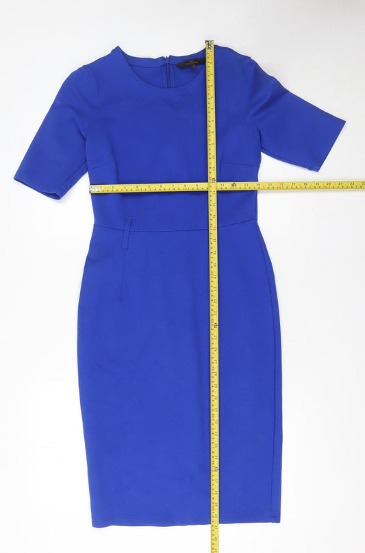 Next Women Blue Size 10 Bodycon Knee Length Short Sleeve Dress
