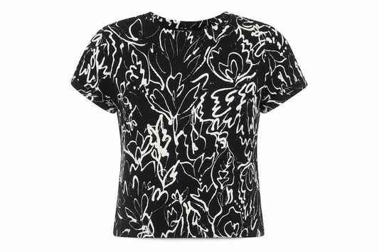 Next Womens Black Floral Print Cotton T-Shirt Size 12