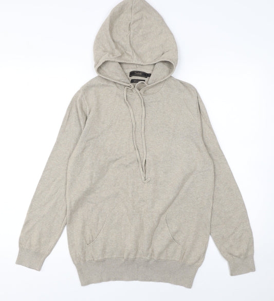 Destello Womens Beige Small 100% Cotton Pullover Hoodie