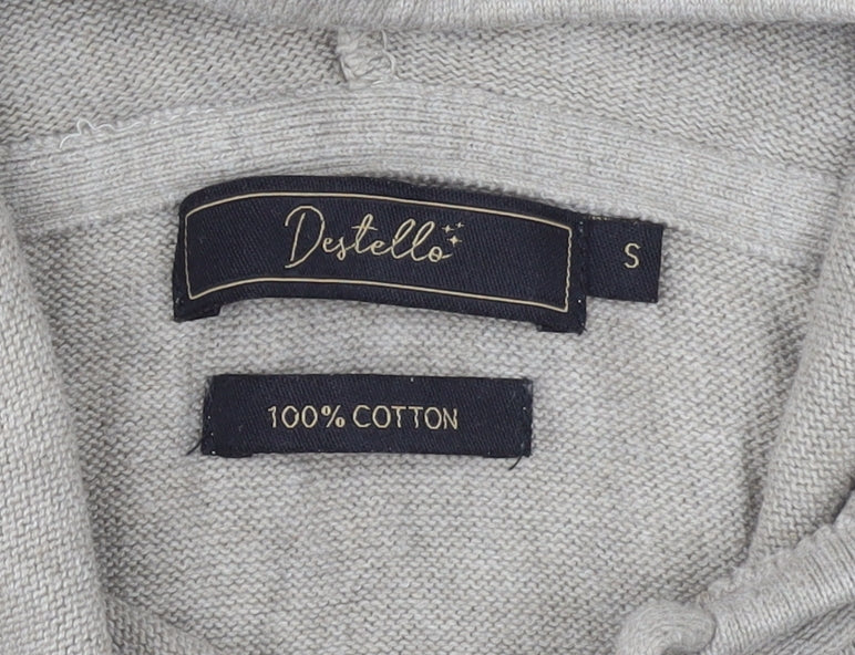 Destello Womens Beige Small 100% Cotton Pullover Hoodie