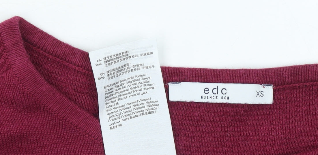 edc Women’s Red Cotton Blend Knit Jumper XS Long Sleeve