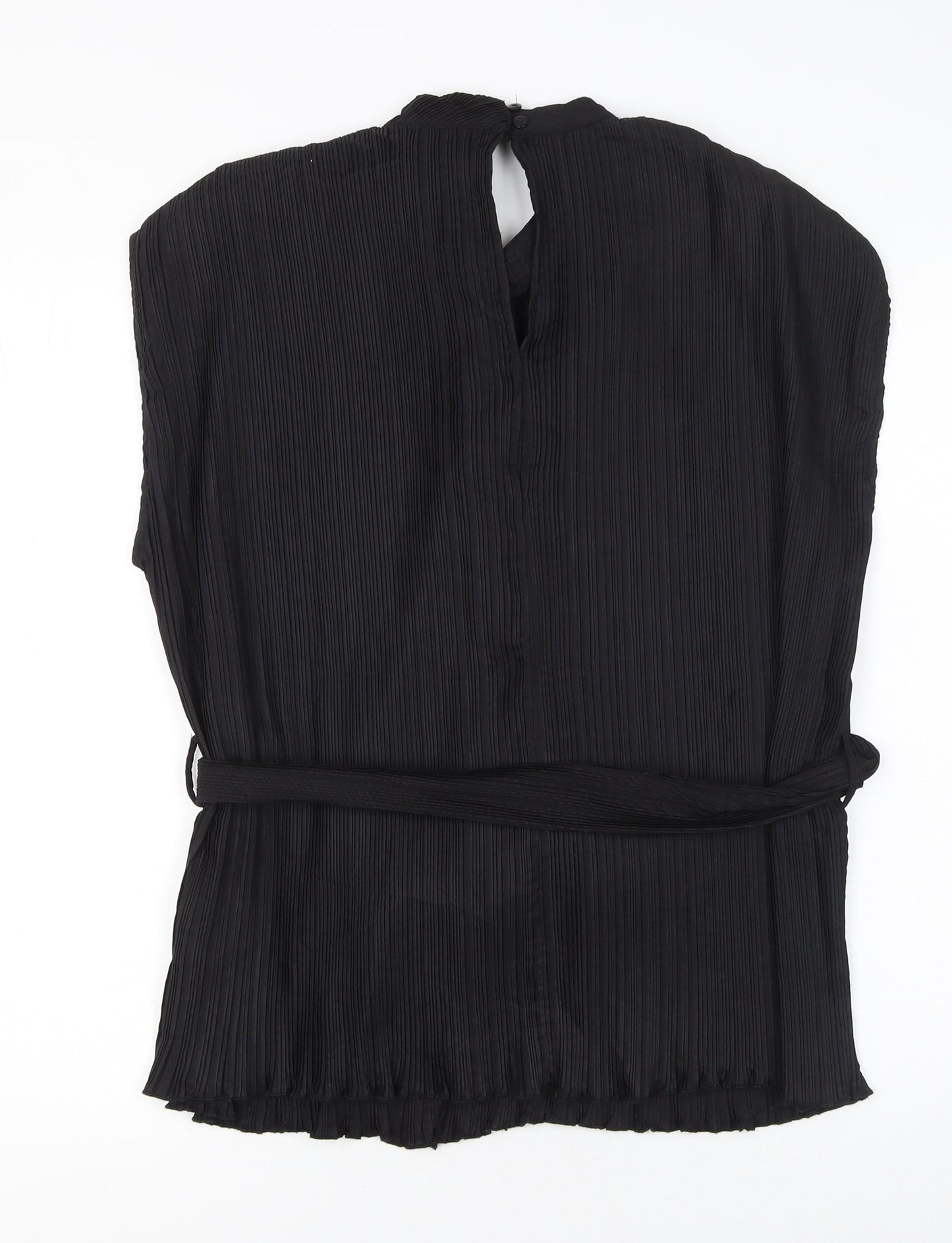 Very Women's Black Pleated Belted Tunic Blouse Size 12