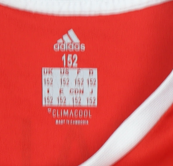 adidas Boys Red Football Jersey T-Shirt Size 152 Manchester United Top
