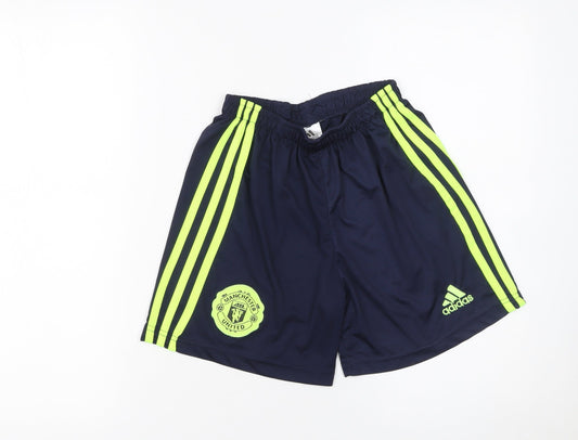 Adidas Boys Blue Manchester United Football Shorts Size 10 Years