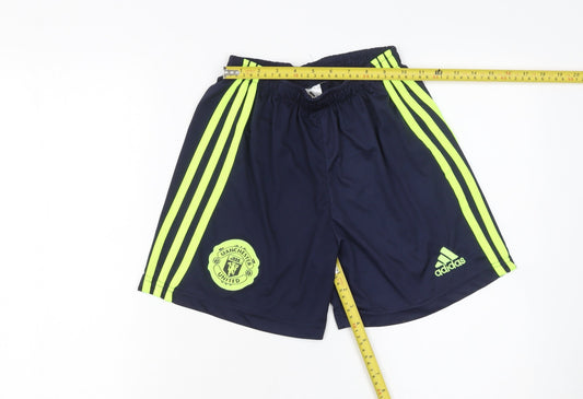 Adidas Boys Blue Manchester United Football Shorts Size 10 Years