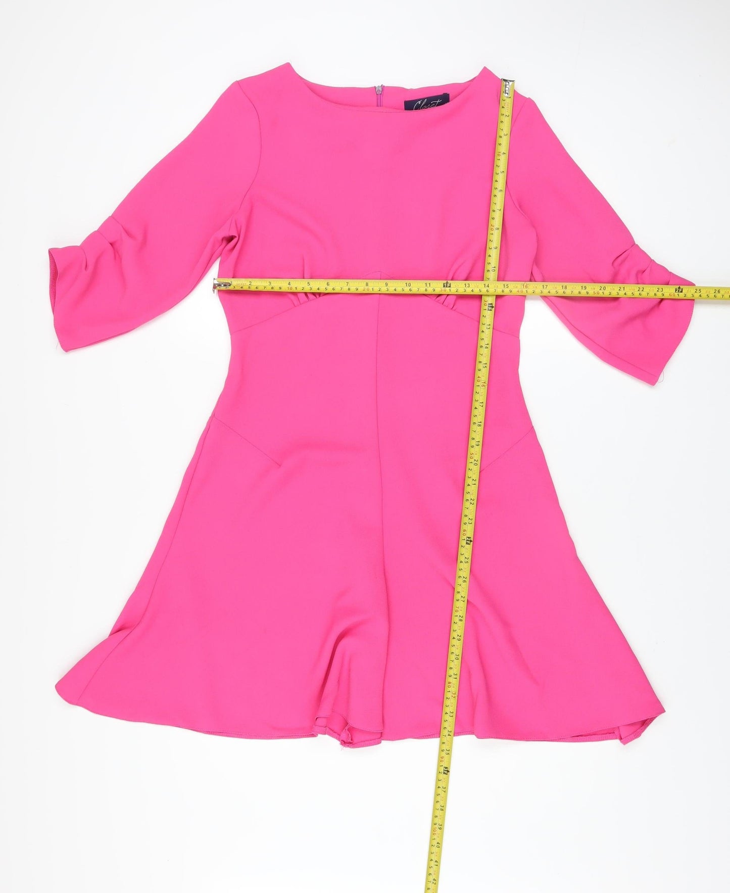 Closet Women’s Pink Fit & Flare Dress Size 12 Half Sleeve Knee Length