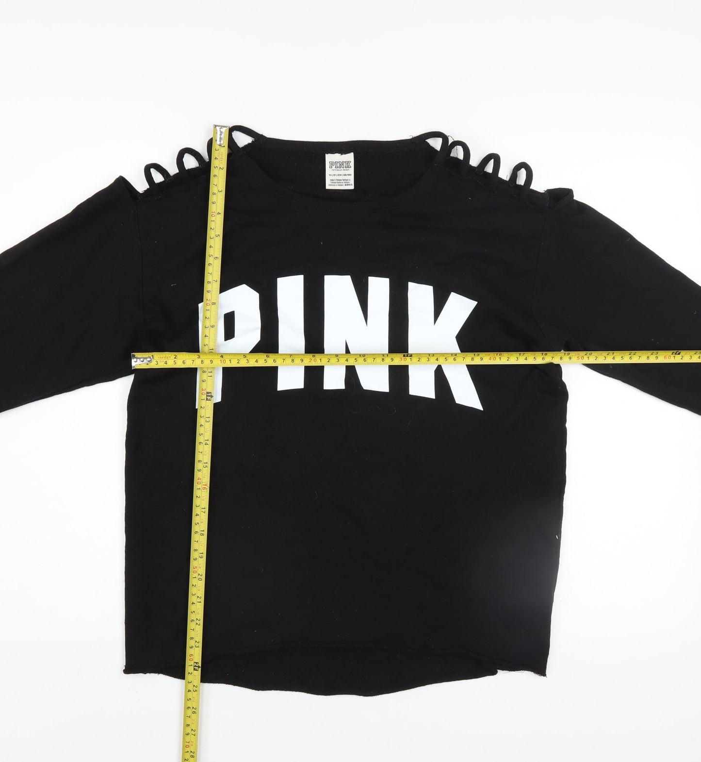 Victoria's Secret PINK Women's Black XS Sweatshirt with Cutout Shoulders