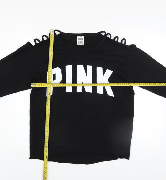 Victoria's Secret PINK Women's Black XS Sweatshirt with Cutout Shoulders