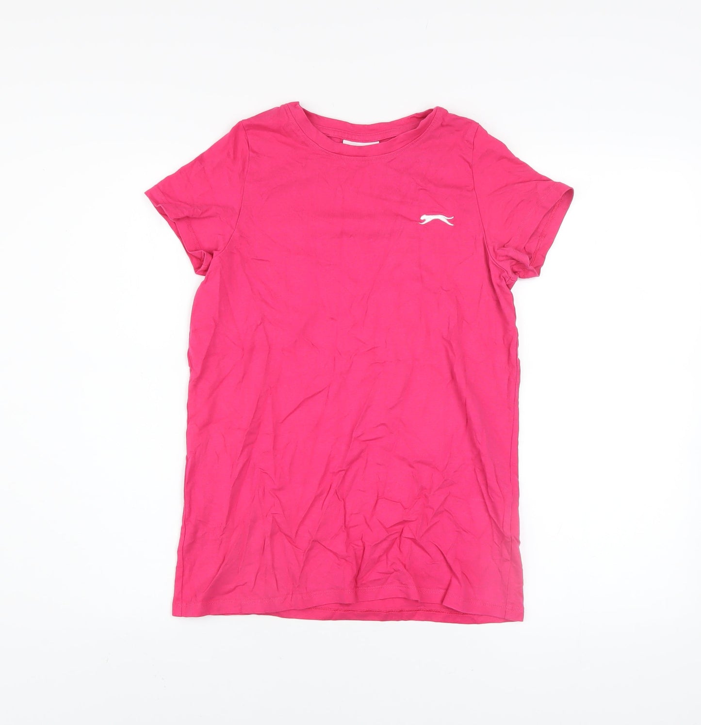 Slazenger Womens Pink Cotton Crew Neck Short Sleeve T-Shirt UK 8