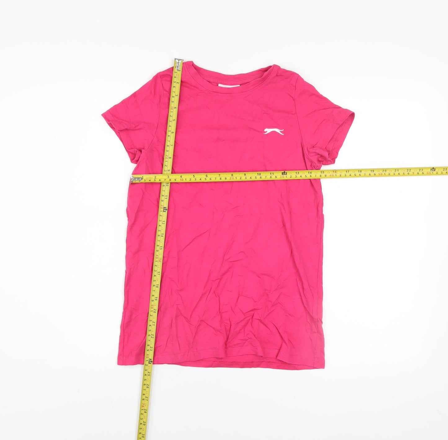 Slazenger Womens Pink Cotton Crew Neck Short Sleeve T-Shirt UK 8