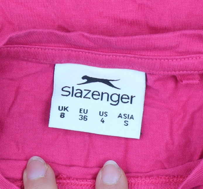 Slazenger Womens Pink Cotton Crew Neck Short Sleeve T-Shirt UK 8