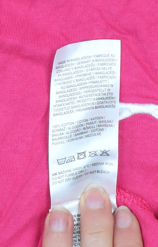 Slazenger Womens Pink Cotton Crew Neck Short Sleeve T-Shirt UK 8