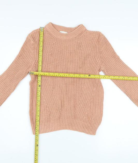 H&M Womens Beige Chunky Knit Mock Neck Pullover Jumper XS