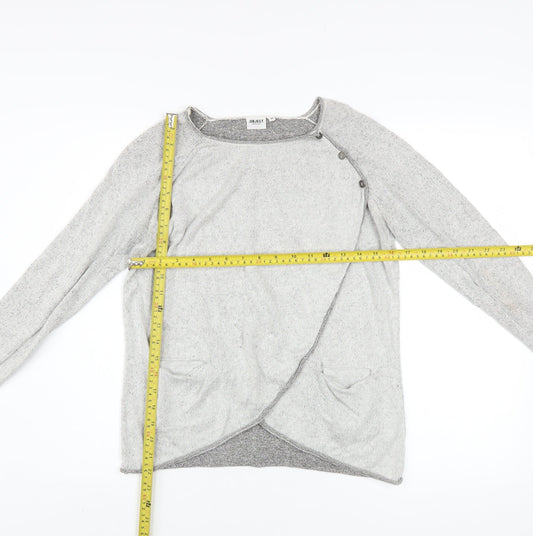 Object Women Grey Wrap Sweatshirt Medium Lyocell Cotton Blend