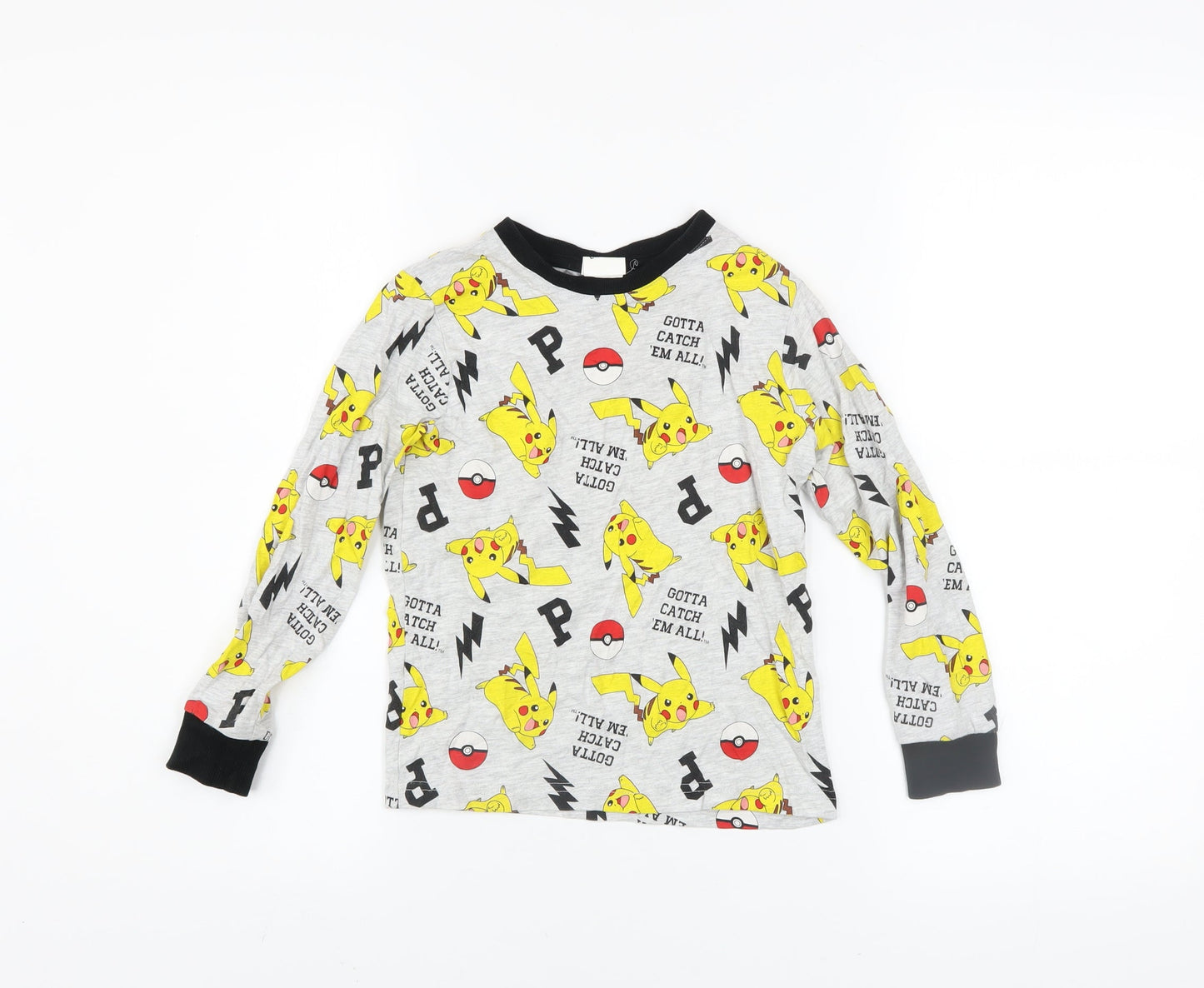 Pokémon Boys Grey Pikachu Long Sleeve Pyjama Top 6-7 Years
