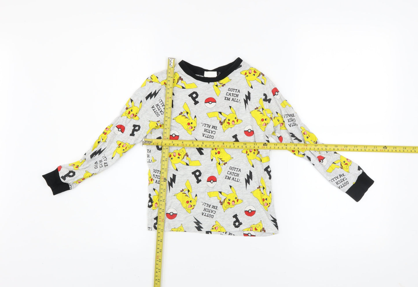 Pokémon Boys Grey Pikachu Long Sleeve Pyjama Top 6-7 Years
