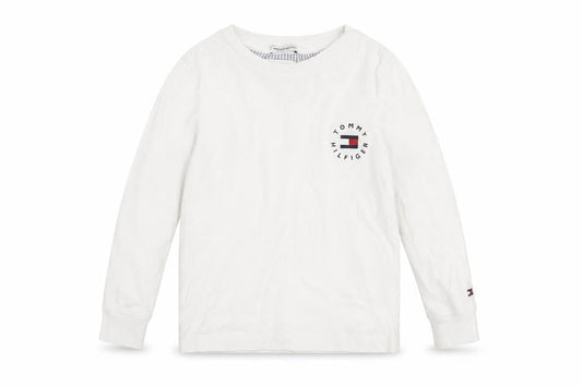 Tommy Hilfiger Boys White Long Sleeve Cotton Logo T-Shirt 4 Years