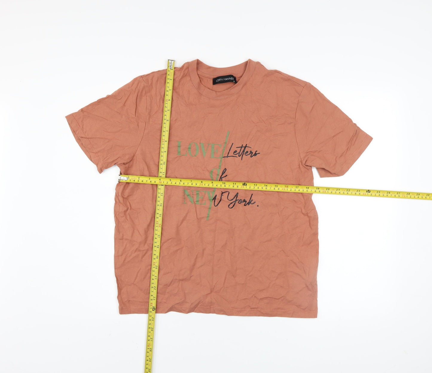 Lofty Manner Women’s Brown XL T-Shirt Crew Neck Short Sleeve Casual Top