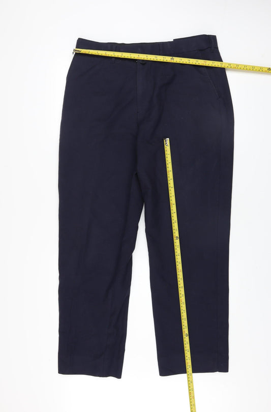Vard Men’s Blue 36 Regular Fit Wool Blend Dress Trousers