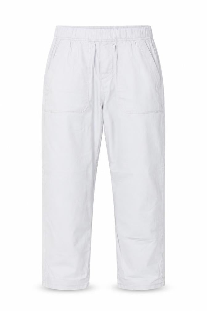 Front view of Dunnes Men's Grey Cotton Blend Chino Trousers, size S, Elastic Waist