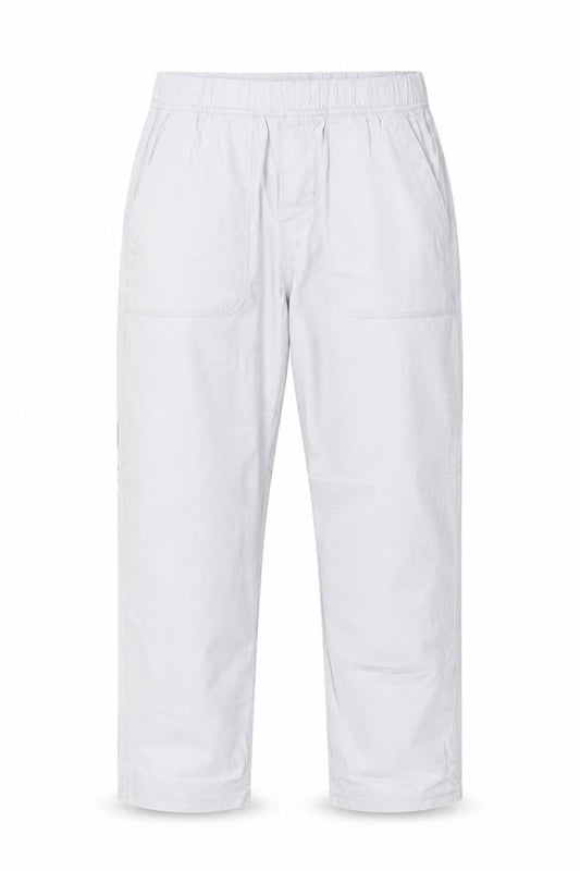 Front view of Dunnes Men's Grey Cotton Blend Chino Trousers, size S, Elastic Waist