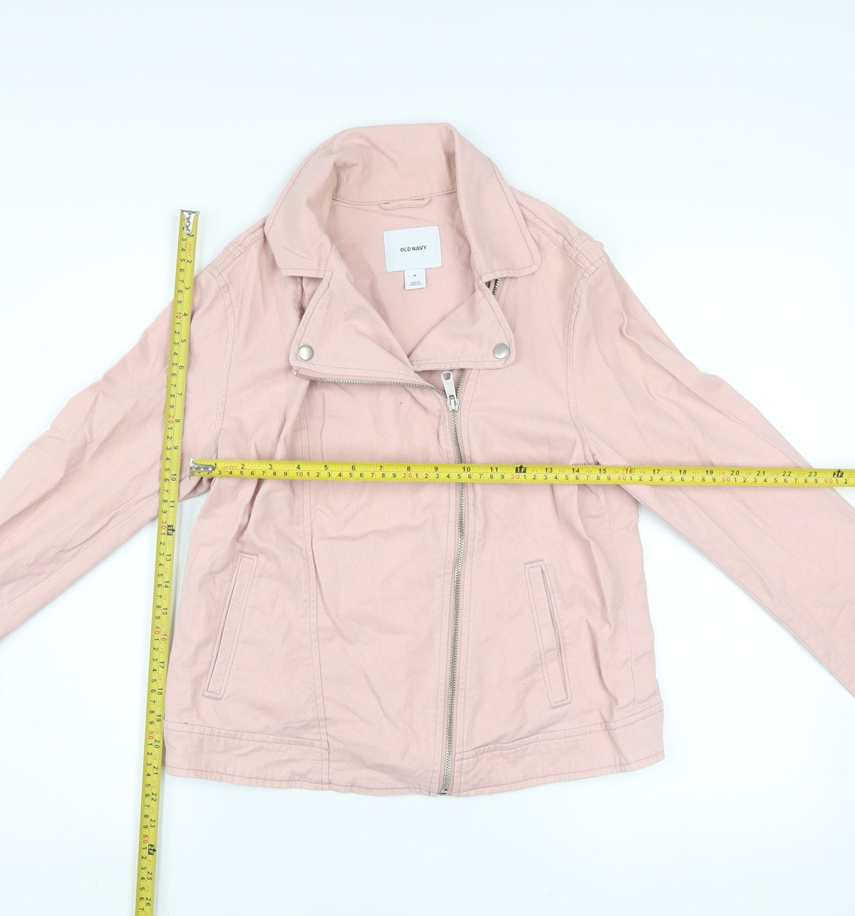 Old Navy Women Pink Cotton Blend Biker Jacket Size M