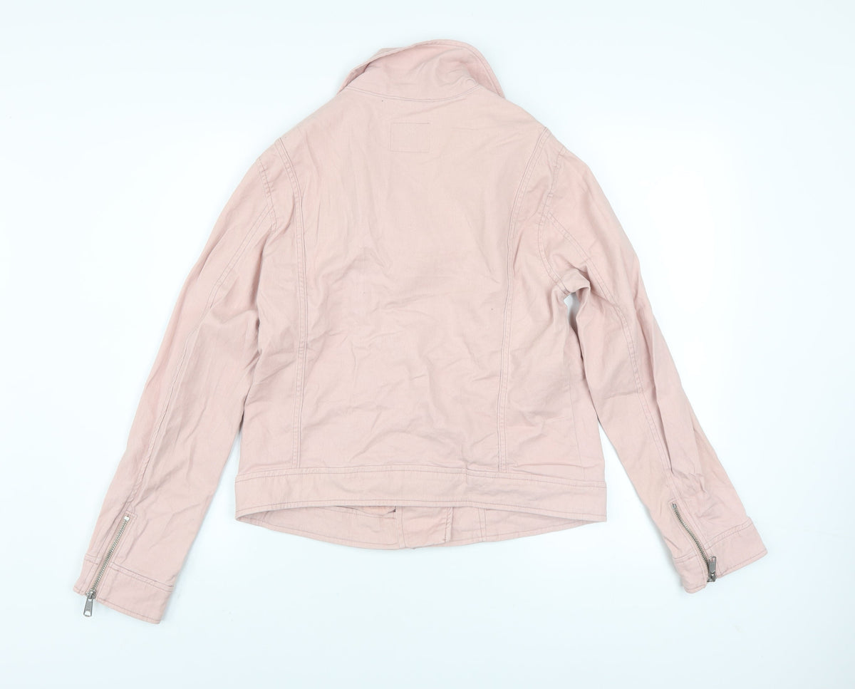 Old Navy Women Pink Cotton Blend Biker Jacket Size M