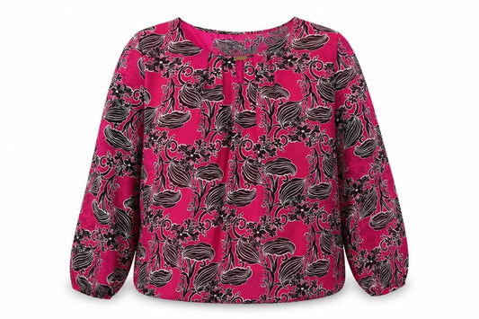 Pala D’Oro Women’s Pink Floral Blouse Long Sleeve XL Polyester Blend