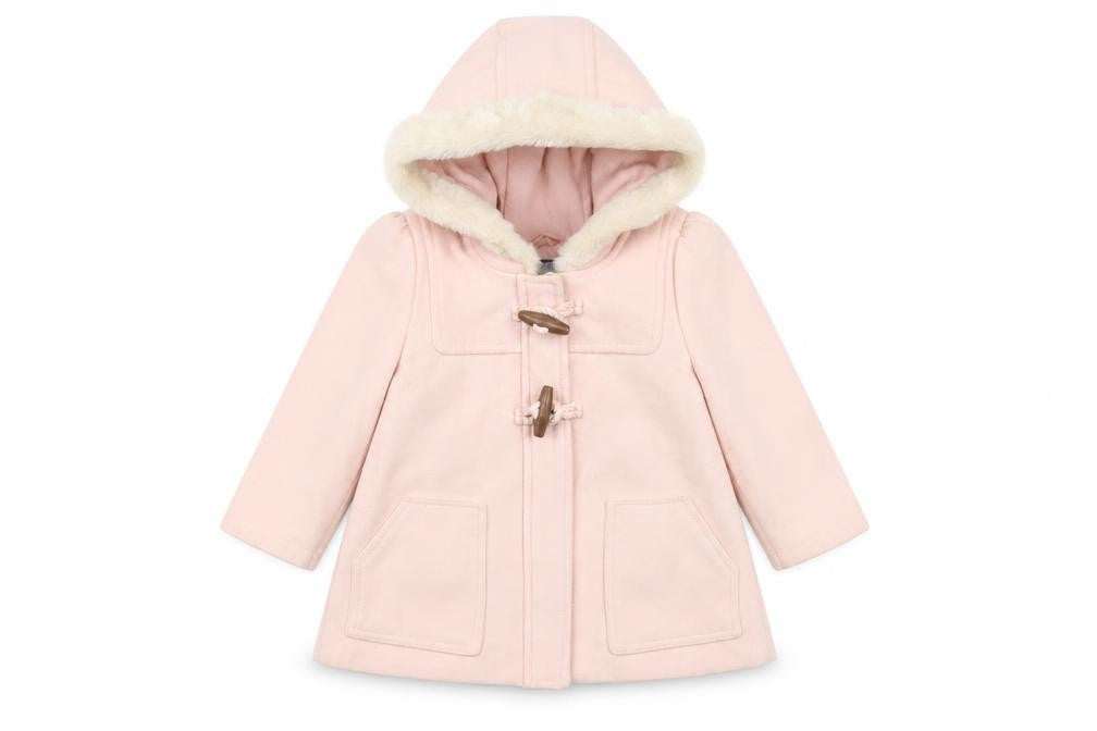 Baby Gap Girls Pink Faux Fur Hood Duffle Coat 18-24 Months Lined Winter